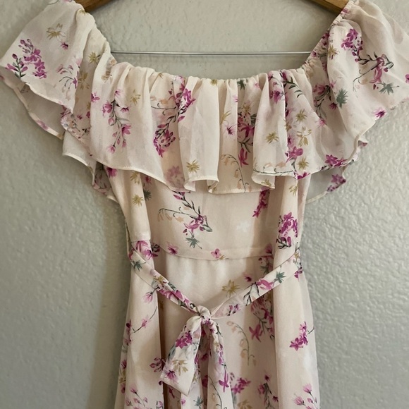 NWOT Amazing Moment Light Pink Floral Print Off-the-Shoulder Dress - Picture 7 of 9